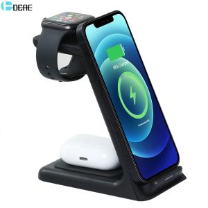 Caricabatterie DCAE 15W Caricatore wireless veloce per iPhone 14 13 12 11 8 Apple Watch 3 in 1 Station Dock di ricarica per AirPods Pro IWatch