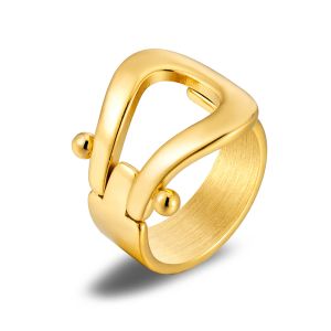 Bandas 2022 Novo Minimalista Aço inoxidável 18 K Jóias Temperamento Textura metal Acessórios de anel de festa de ouro de ouro Anilos Mujer Gift