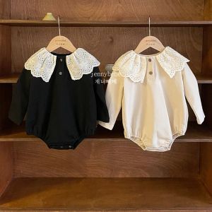 One-Pieces Infant Baby Girls Rompers Sweet Lace Collar Newborn Baby Autumn Long Sleeve Clothing Costume Baby Girls Party birthday Outfit