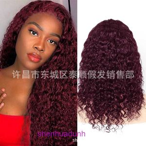 Human Hair International Station Lace Wigs Front 99J# Wine Red Water