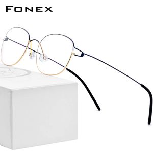 Frame Fonex Titanium Lelloy Glasses Frame Men Prescrição Olheeglasses coreanas Dinamarca Mulheres Miopia moldura óptica sem parafuso Eyewear 98618