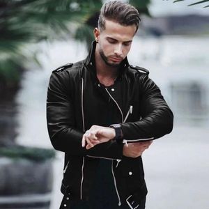 Мужские куртки TPJB Мотоциклетная куртка сплошная молния Plus Size Slim Fit Own Down Men Fashion кожаный панк -стиль осень зимняя одежда