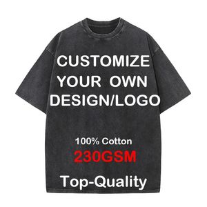 Custom Your Hip Hop Streetwear Men 100% Cotton T-shirts oversize Lavato top top unisex estivo marchio retrò personalizzato 240408