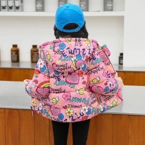 Coats 2021 new baby cotton padded jacket children's cute cartoon letter down cotton padded jacket boys and girls thickened jacket