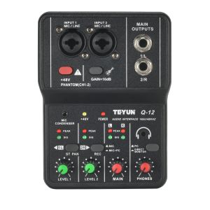 Ausrüstung Portable Audio Interface Professionelle Mini External Sound Card Mixer 48V Computer Guitar Studio PC Rekord Teyun Q12 Ausrüstung