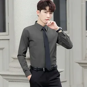 Herren -Hemdhemden männlich schlicht für Büro Blaues formales Hemd Soziale xxl Normale Mode 2024 Eleganter koreanischer Marken Mann I.