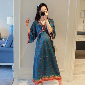Dresses Maternity Dress Summer Dress Spring and Summer Fashion Ethnic Style Loose Plus Size Long Skirt Maternity Top Maternity Clothes