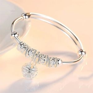 Strands 1pcs Silver Plated Bracelet Women Fashion Style Translucent Beads Bells Ethnic Style Beads Adjustable Jewelry
