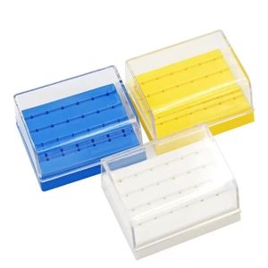 24 BUROS PLÁSTICO DO DENTAL BUR DO TOLLENTE DE DESINFEÇÃO DE CARBIDO BLOCO BLOCO BLOCO Caixa de caixa Blue/Branco/Amarelo para Equipamento de Laboratório do Dentista