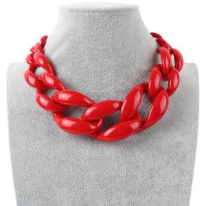 Halsband Fishsheep Vintage Big Acrylic Red Choker Halsband för kvinnor Punk Large harts Chunky Chain Collar Pendants Halsband smycken gåva