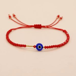 Strands Go2boho NOWOŚĆ W ZŁEJ EYU RED CRYSTAL BEAD Bransoletka dla kobiet Lucky Boho String Jewelry