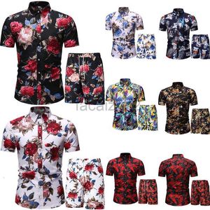 Herrspårar Streetwear Summer Men's Short Sleeved Shirt Set Style Printed Shirt Two-Piece Set Fashion Set