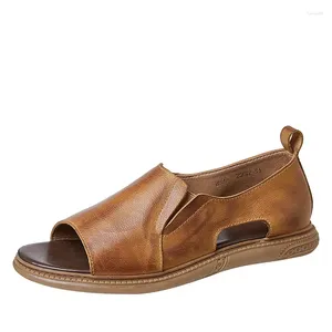 Sandalen Italienische Herren Echtes Leder Luxus handgefertigt Qualität Komfortable 2024 Sommer Modebüro Slip on Business Shoes Man Man Man Man Man Man Man Man Man Man Man Man Man Man Man Man Man Man Man Mann