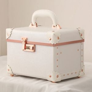 Suitcases Luxury Women's Cute Makeup Artist Beauty Vanity Case Storage Organizer Box Password Medium Suitcase Professional Cosmetic Bag