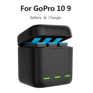 Lastoportsen Telesin för GoPro Hero 11 10 9 Lagring Fast Charger Batterier Box+3st 1800mAh Batteri för GoPro 11 10 Hero 9 Action Accessoarer