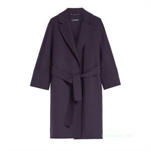 Designer Coat Cashmere Coat Luxury Coat Maxmaras Womens New Medium Long Style Wool Material Small Flip Collar Paired With Belt Coat