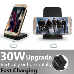 Chargers 30W Wireless Charger Stand For iPhone 14 13 12 11 Pro Max Xiaomi Samsung S21 S20 Fast Charging Pad Dock Station Phone Holder