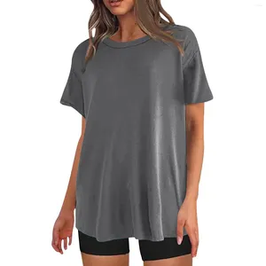 Kvinnors T-skjortor Fashion Summer Solid Color Plus Size-Shirt Rund hals Kort ärm Sport Looseop Youth Woman Clothing Clothing