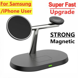 Ladegeräte 3 in 1 magnetischem drahtlosen Ladegerät für iPhone Samsung S22 S21 Ultra Galaxy Watch 5 Active 2 Fast Ladedockstation