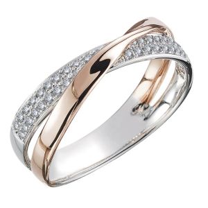 Bands Huitan Newest Fresh Two Tone X Shape Cross Ring for Women Wedding Trendy Jewelry Dazzling CZ Stone Large Modern Rings