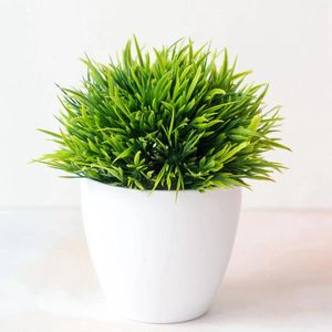 装飾的な花1 PCS人工緑の植物ボンサイポットシミュレーショングラスボールホームリビングルームウェディングパーティー装飾オフィス