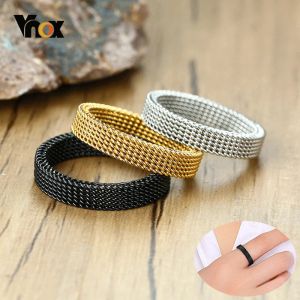 Bands Vnox Men's Mesh Wedding Bands Rings for Women 4mm 10mm Wide Stainless Steel Anti Allergy Retro Punk Gothic Unisex Jewelry