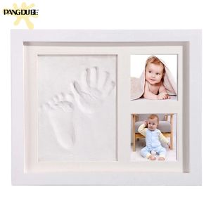 Frames Baby Hand and Footprint Phone Frame White Clay Baby Footprints Frame Memory Gift for Newborn Baby Items Paw Print Photo Frame