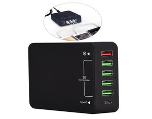 6Port 60W Typec USB StationWall Charger Hub Fast Charging Station med Qualcomm Quick Charge 30 och typ C4013371