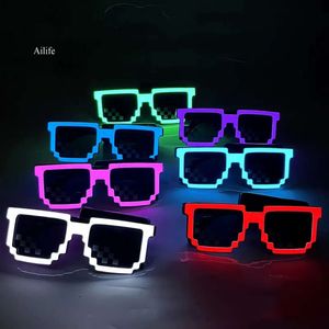 Wireless LED Light Up LED -Pixel -Sonnenbrille bevorzugt Leuchten in der dunklen Neongläser für Rave Party Halloween 0424