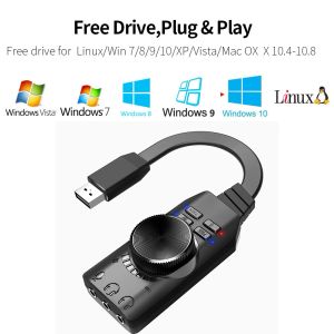 Kulaklık GS3 7.1 Kanal Ses Kartı Harici USB Audio 3.5mm Kulaklık Stereo Mikrofon Kulaklık Ses Adaptör Ses Defteri için Ses Düzeyi