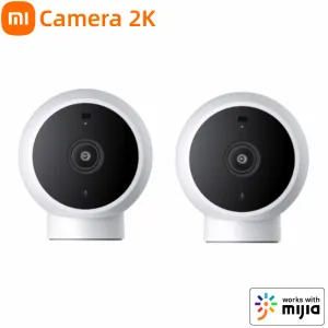 Controle Xiaomi Câmera inteligente padrão 2K com base de sucção magnética Visão noturna infravermelha Ai Detecção humanóide Call bidirecional de voz