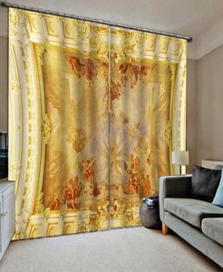 soundproof windproof curtain European 3D Curtains angel design Curtains For Living Room Bedroom gold curtains5985678