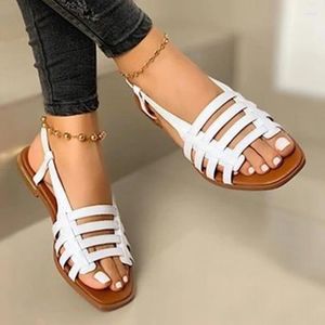 Casual Shoes 2024 Ladies Sandals Summer Solid Color Gladiator Flat Seaside Beach Plus Size 43 Zapatos Para Mujer
