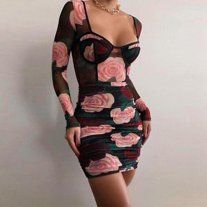 Lässige Kleider Mini Kleid Frauen Langarm Mode 2024 Sexy Party Bodycon