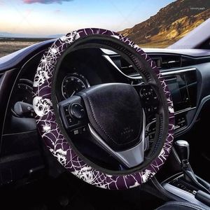 Steering Wheel Covers Spider Web Ghost Car Cover Halloween Accessories Anti-Slip Polyester Automotive For Women Men