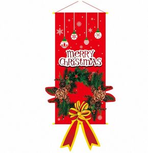 Hängande dekoration gåvor vägg flagga tyg dörr banner fönster återanvändbara ornament party hem jultomten jul jul hem dec2492290