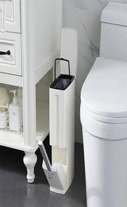 Plastic Bathroom Trash Can With Toilet Brush Waste Bin Narrow Dustbin Garbage Bucket Kitchen Household Cleaning Tools 2112292127820