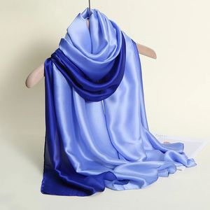 18090 cm kvinnor chiffon halsduk gradient färg skydd vår sommar flerfärgad tryckt sjal poncho strand lyxiga damer retro 240417