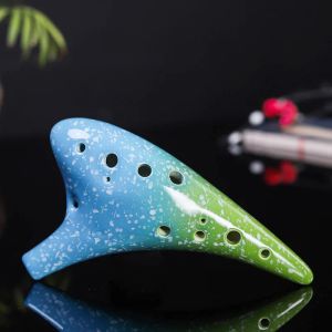 Enstrüman 12 delik profesyonel seramik Ocarina Alto C Tone Klasik Flüt Müzik Aletleri Renkli