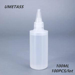 Garrafas de 100 ml garrafa de plástico redonda para gel de unha Squeeze HDPE Recipiente HDPE para Gara Liquid Ink Recarregável Bottle 100pcs