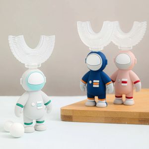 Astronaut baby tandborste ushape 360 ​​grader spädbarn teether barn silikon borst barn leveranser för dagligen 240415