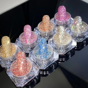 Glitter per unghie 8jars/set di paillettes a specchio in platino a dimensioni miste di dimensioni super splendenti esagono in polvere fai da-te in argento fiocchi d'argento