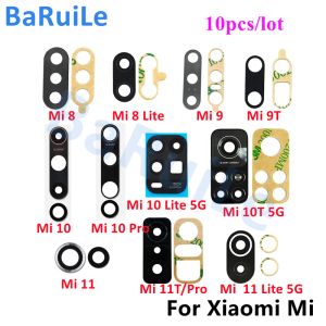 Kable Baruile 10pcs tylna tylna kamera szklana osłona soczewki z adhatnią dla Xiaomi Mi 10 Lite Mi 9t 10 8 Lite 9 SE 10T Pro 11 11t