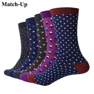 Батареи матч Men Classic Business Dots Cotton Nocks Argyle Casual Crew Socks Business So (5 пары/лот) US 7.512