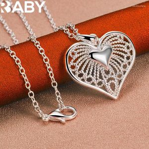 Pendants 925 Sterling Silver Exquisite Pattern Heart Pendant Necklace For Women 18-30 Inch Chain Fashion Jewelry Charm Sweet Accessories