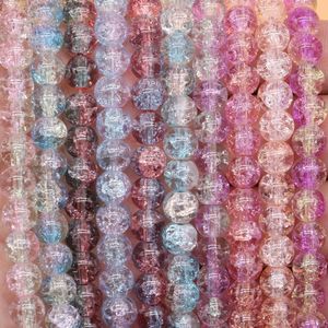 Cracle Glass Beats 8 mm 100pcs/String Crystal Perełki Szklane okrągłe koraliki Kulki z kamieniem Kulki Bransoletki Kulki luźne koraliki dystansowe