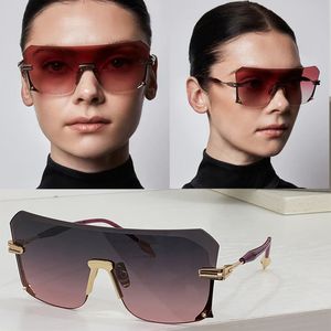 Female designer frameless goggles with metal frame and ultra large body polyamide high definition lenses D153 womens luxurious light colored decorative mirror