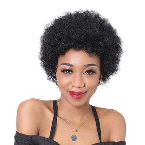 Perucas de cabelo humano com cabelos de bebê reto Virgem brasileira Nenhuma renda frontal Bob Wigs para mulheres negras