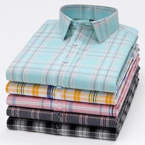 In Hemd 100%Baumwolle Kurzarm Shirts für Männer Sommer Büro einfach Hemd Slim Fit Formal Hemd Hawaiian Pliad Kleidung 240412