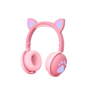 Instrument Kids Bluetooth Headphones Kawaii Cat Ear Led Light Up Wireless Foldable Headset with 3.5mm Jack Bluetooth 5.0 for Birthday Gift